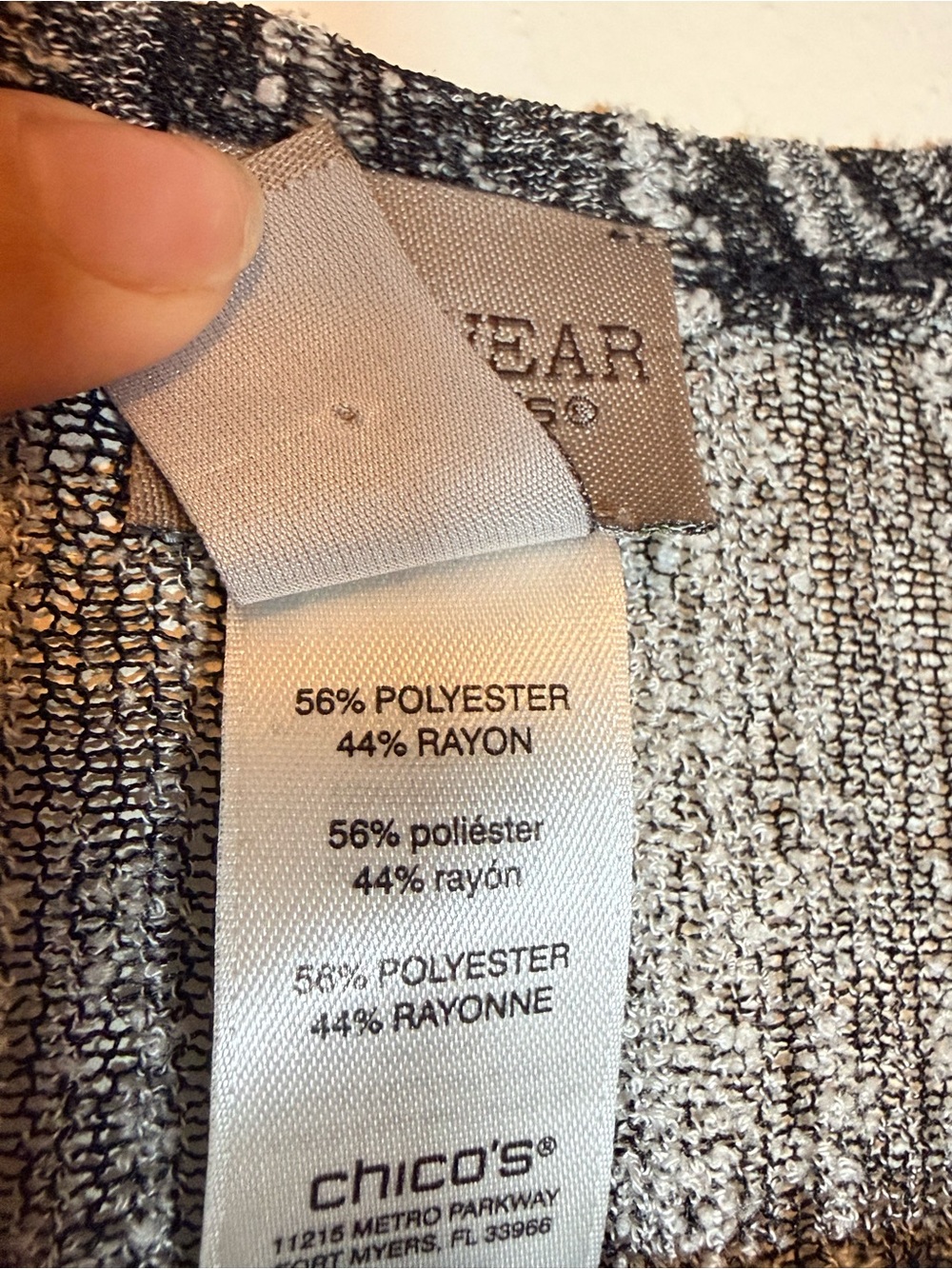 Chicos Black & Gray Marled Open Front Ribbed Cardigan - Picture 4 of 6